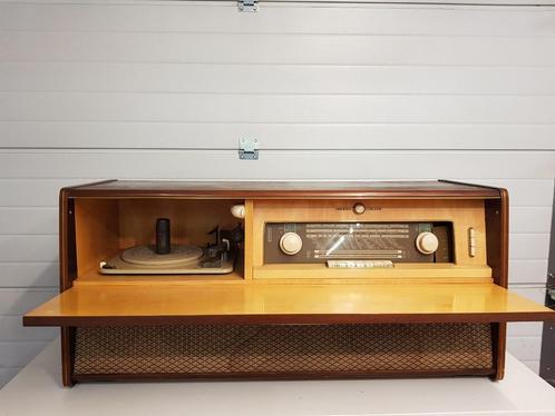 Meuble Stéréophonique combiné / Radio Siemens avec changeur, Antiek en Kunst, Antiek | Tv's en Audio, Ophalen
