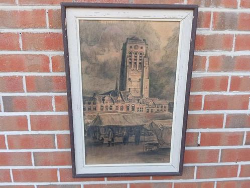 Peinture de Jos Van Belleghem   Place du marché d'Ypres, Antiquités & Art, Art | Peinture | Classique, Enlèvement ou Envoi