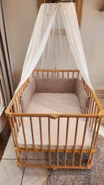 Kinderbox van beukenhout (merk Geuther) met hemel, Kinderen en Baby's, Babyparken, Ophalen, Zo goed als nieuw, Rechthoekig, In hoogte verstelbaar