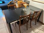 Tafel eetplaats met stoelen 6 en glazen salontafel, Huis en Inrichting, Ophalen, Gebruikt, Glas