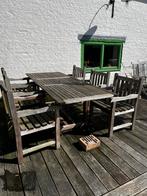 teak tuintafel met 4 teak stoelen, Tuin en Terras, Ophalen, Gebruikt, 6 zitplaatsen, Teakhout