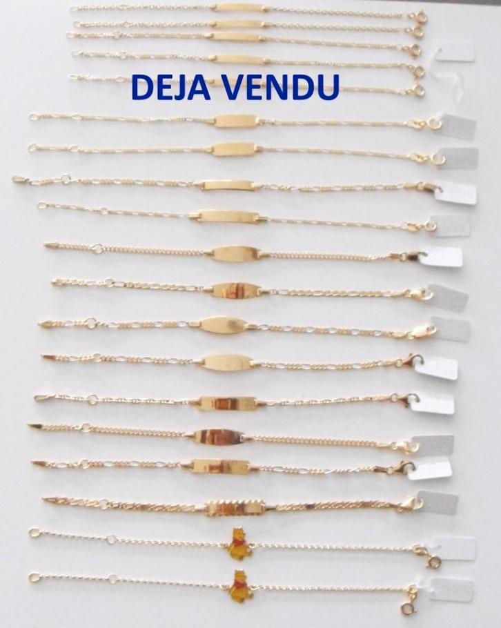 Bracelet identité (plaque à graver) bébé, or jaune 18K, neuf, Bijoux, Sacs & Beauté, Bracelets, Neuf, Or, Or, Enlèvement ou Envoi