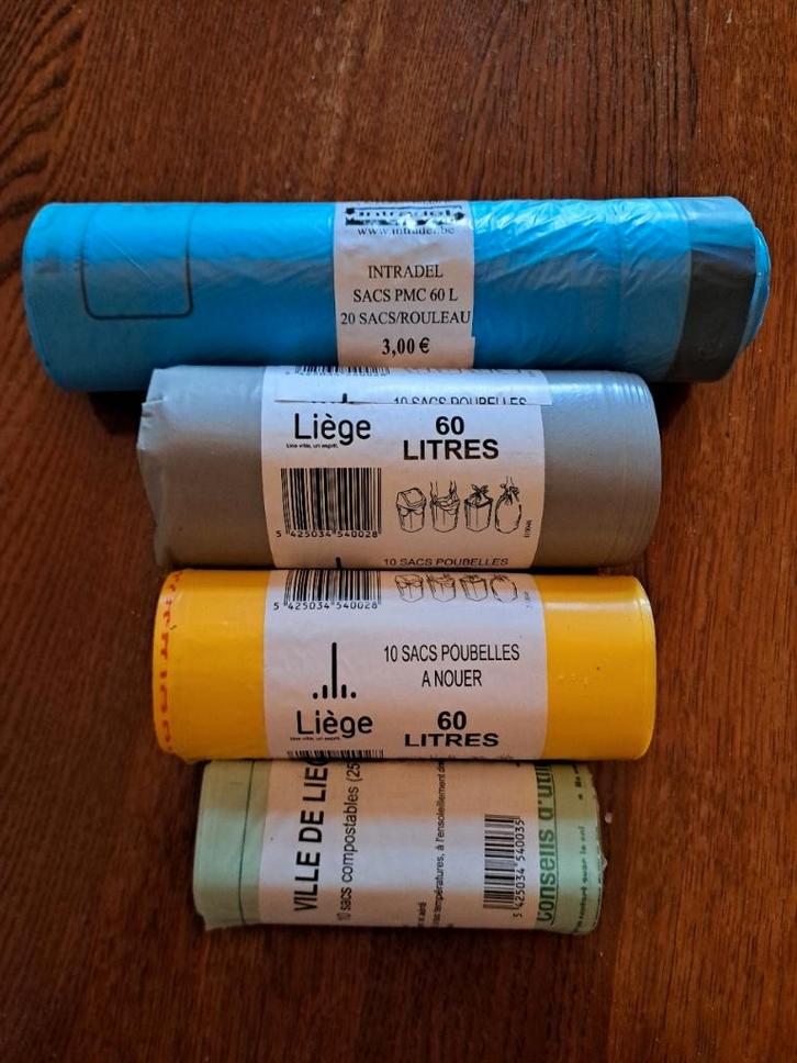 Sacs poubelle 60 L et 25 L Liège, à 60% ou 50% de leur prix, Huis en Inrichting, Woonaccessoires | Prullenbakken, Nieuw, 40 liter of meer