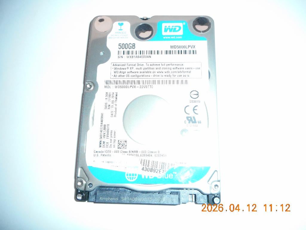 HD 2.5" 500Gig, Intern, Gebruikt, Desktop, 2.5 INCH