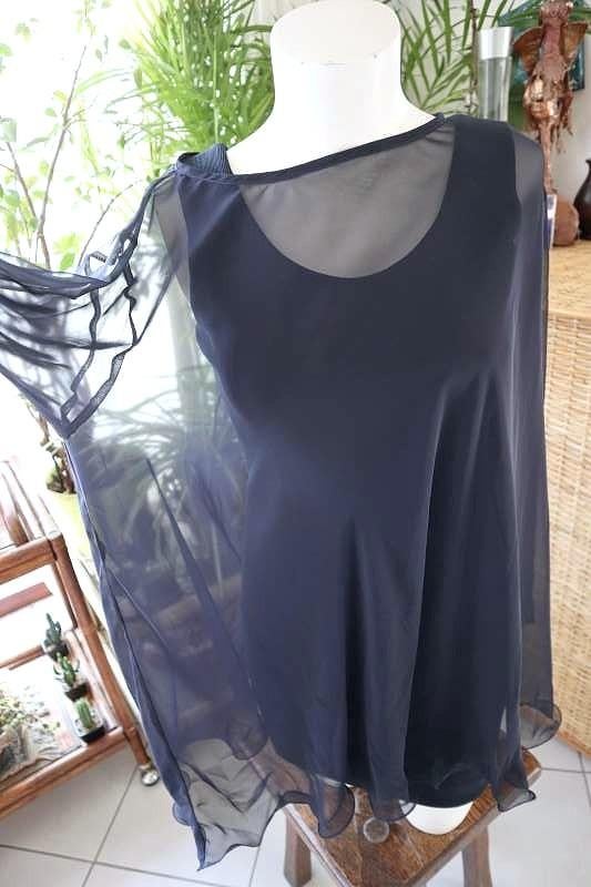 2 stuks: zwart top jurk + transparant sjaal blouse, Maat 38/40 (M), Vintage Dressing, Zwart, Nieuw