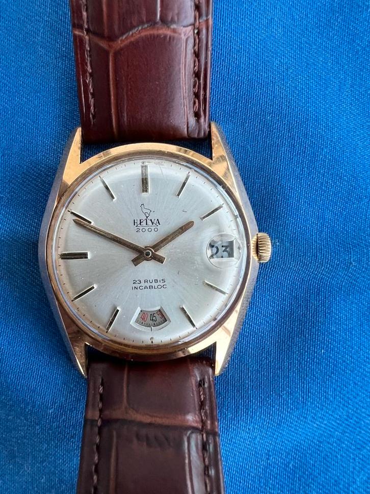 Helva 2000 Opwindbaar Vintage Herenhorloge, Handtassen en Accessoires, Horloges | Heren, Zo goed als nieuw, Polshorloge, Overige merken