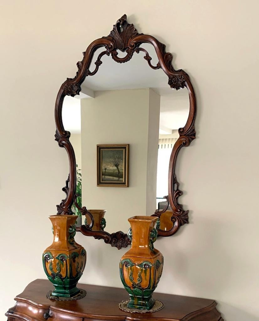 Super mooie spiegel kersenhout 123 x 82 cm, Antiek en Kunst, Ophalen