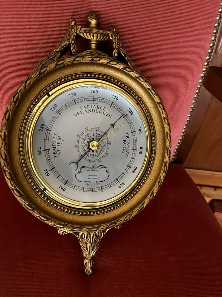 Baromètre mural ancien style Louis XVI – cadre doré, Enlèvement, Utilisé, Baromètre