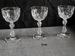 Val St Lambert, 3 verres cristal taillé., Enlèvement ou Envoi