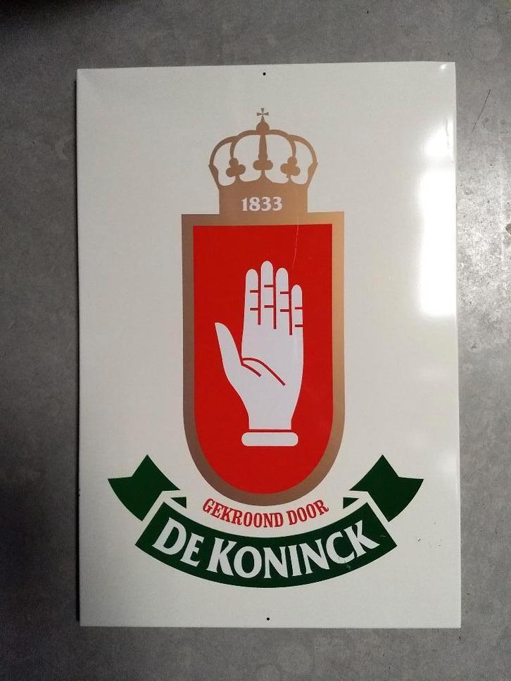 De Koninck - blikken bord, Collections, Marques de bière, Comme neuf, Panneau, Plaque ou Plaquette publicitaire, De Koninck, Enlèvement ou Envoi