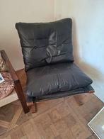 Zwarte lederen eenzit, Huis en Inrichting, Zetels | Zetels, Ophalen