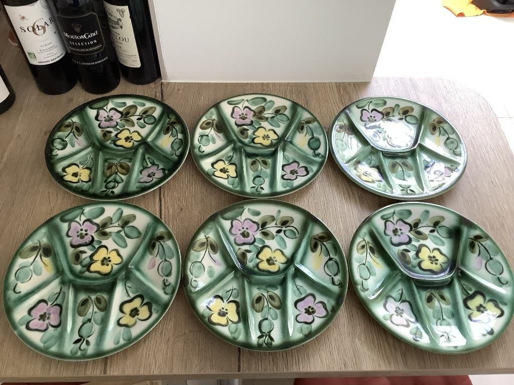 6 assiettes à fondue Boch Keralux "in the Mood" vintage TBE, Enlèvement