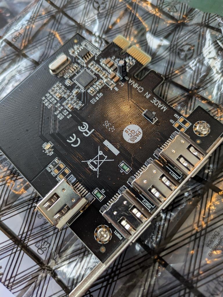 1394A Firewire kaart PCIe met 3 extern/1 intern, Computers en Software, Ophalen of Verzenden, Gebruikt, Intern