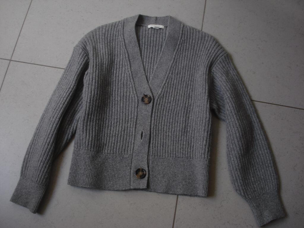 H&M grijze gilet, meisjes/dames. mt XS, H&M, Gris, Enlèvement ou Envoi, Taille 34 (XS) ou plus petite