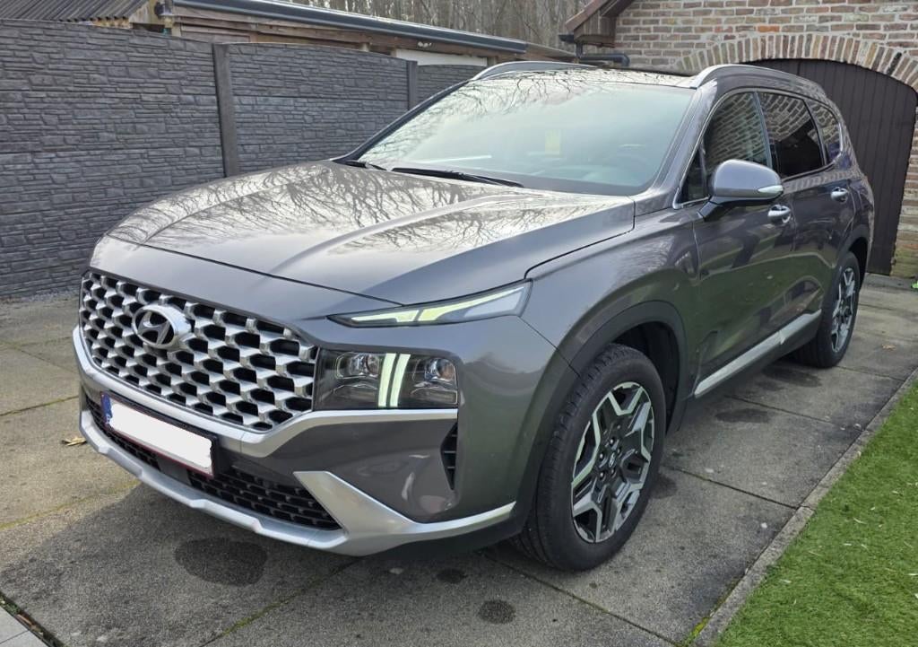 Hyundai Santa Fe Hybrid - 4x4 - Full option - Topstaat -, Autos, Cuir, Argent ou Gris, Euro 6, Alarme