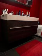 Stijlvol badkamermeubel met lavabo en kranen, Ophalen, Gebruikt, 100 tot 150 cm, Minder dan 100 cm