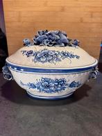 Italiaanse keramische terrine G.A.P. Italy blauw-wit, Antiquités & Art, Antiquités | Céramique & Poterie, Enlèvement