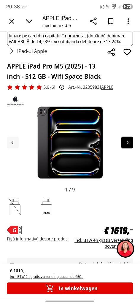 Ipad Apple m5 512gb, Computers en Software, Apple iPads, Zo goed als nieuw, Apple iPad Pro, Wi-Fi, 13 inch of meer, 512 GB, Grijs