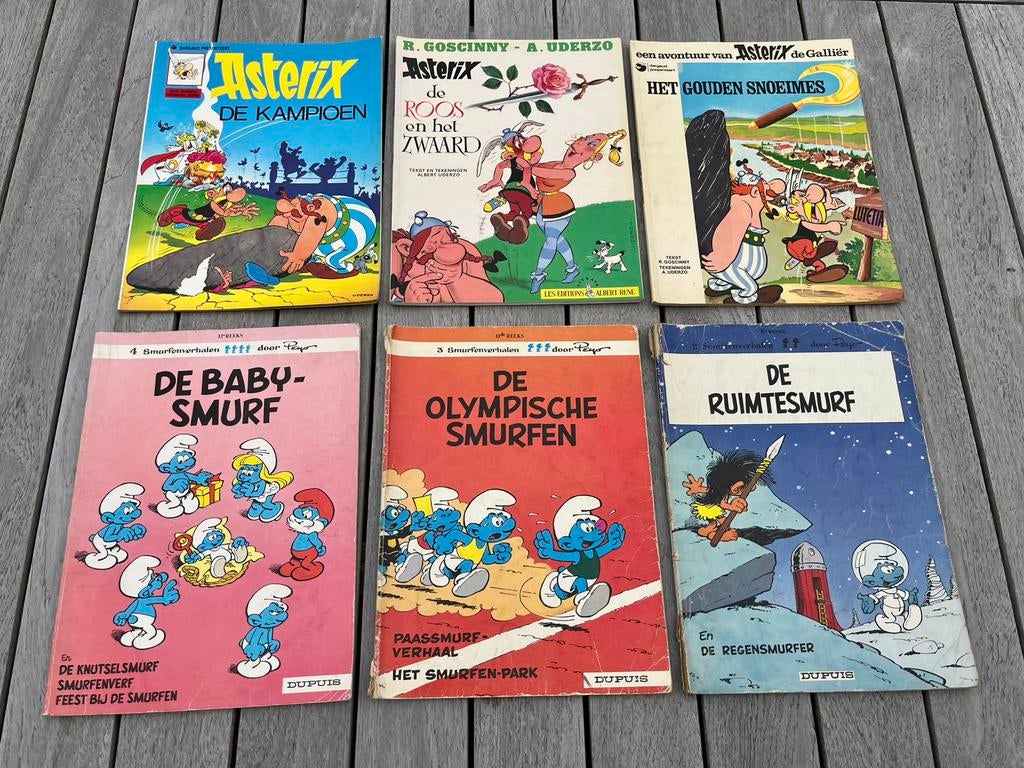 6 klassieke strips: Asterix de Galliër en De Smurfen, Livres, BD, Comme neuf, Enlèvement