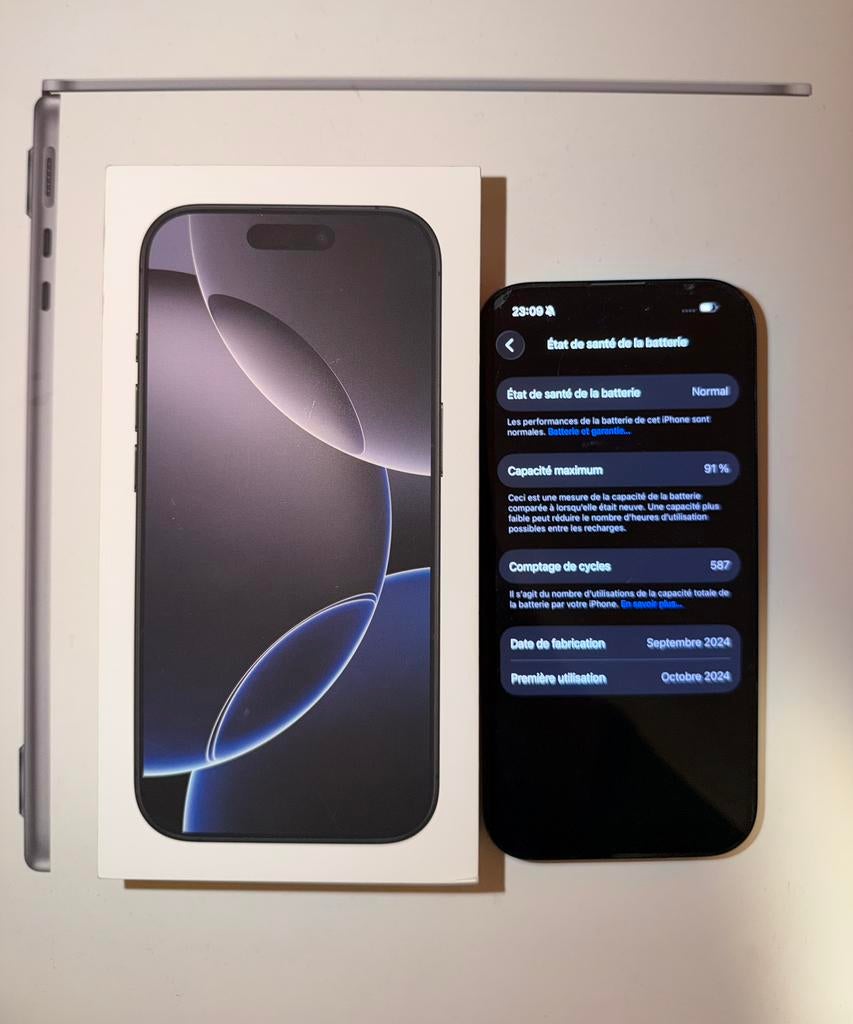 Iphone 16 pro noir, Télécoms, Téléphonie mobile | Apple iPhone, Enlèvement, Comme neuf, Noir, IPhone 16