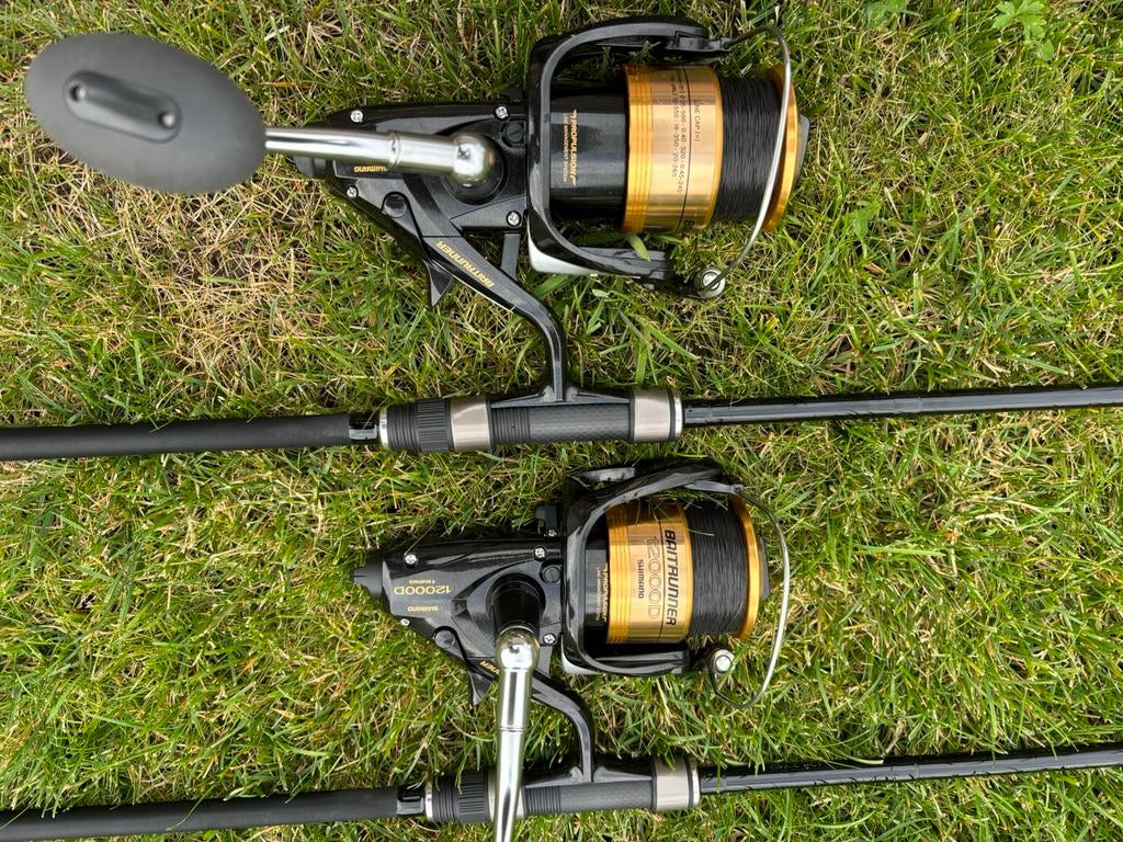 -2x karperstok JRC Razor x met shimano 12000d molens, Enlèvement, Comme neuf, Ensemble complet
