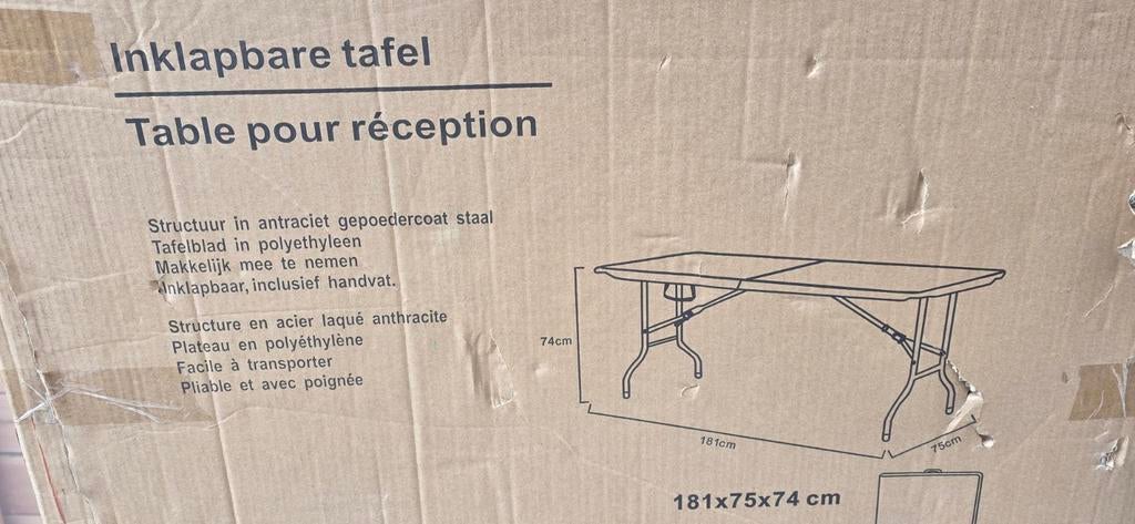 Inklapbare tafel te koop., Bricolage & Construction, Casiers & Boîtes, Enlèvement