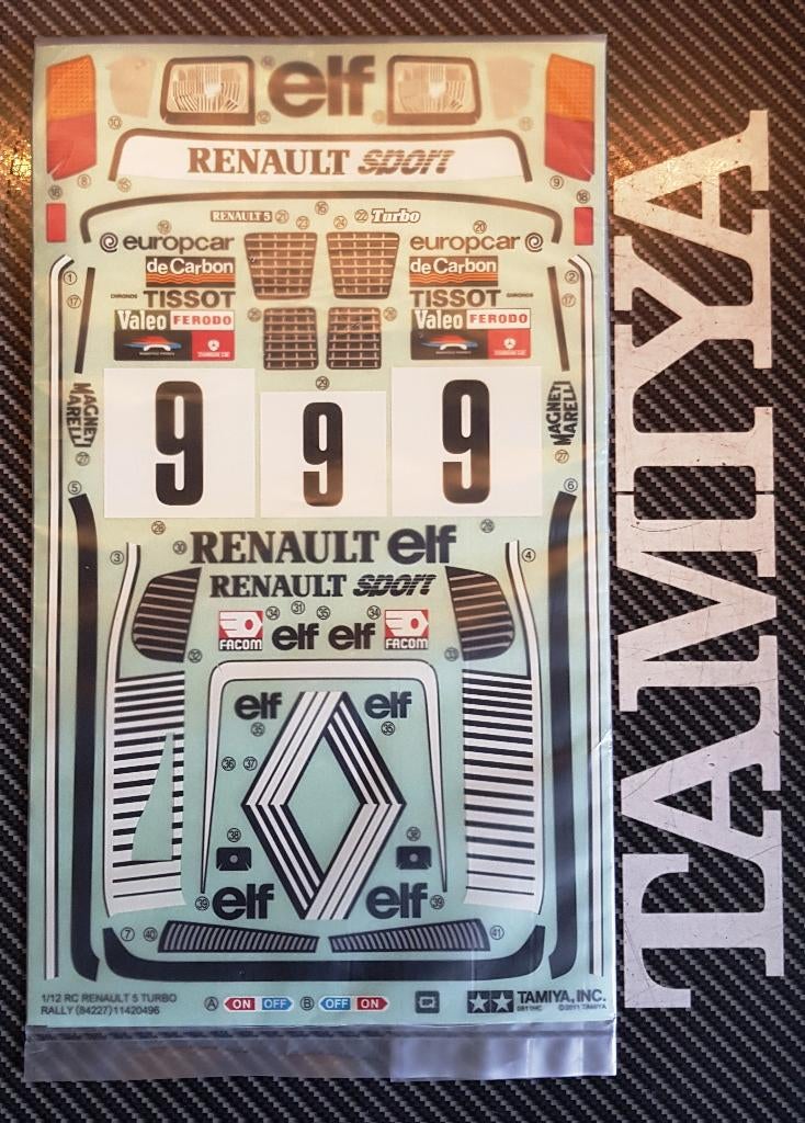 Autocollants Tamiya pour Renault 5 Turbo Rally/M05Ra, neuf, Neuf, Autres échelles, Pièce, Électro