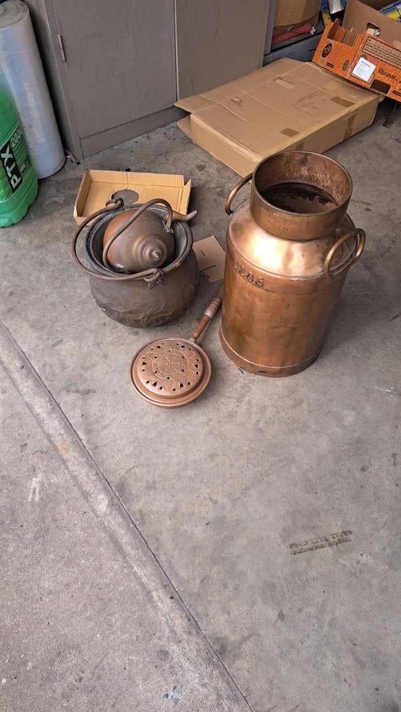 Lot koper stolp .pot , bedpan, Antiek en Kunst, Ophalen of Verzenden