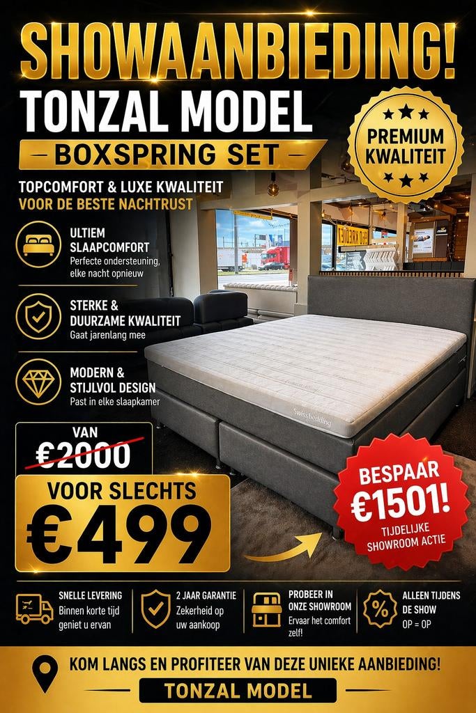 TONZAL MODEL BOXSPRING SET 180x200 cm, Huis en Inrichting, Slaapkamer | Boxsprings, Ophalen of Verzenden