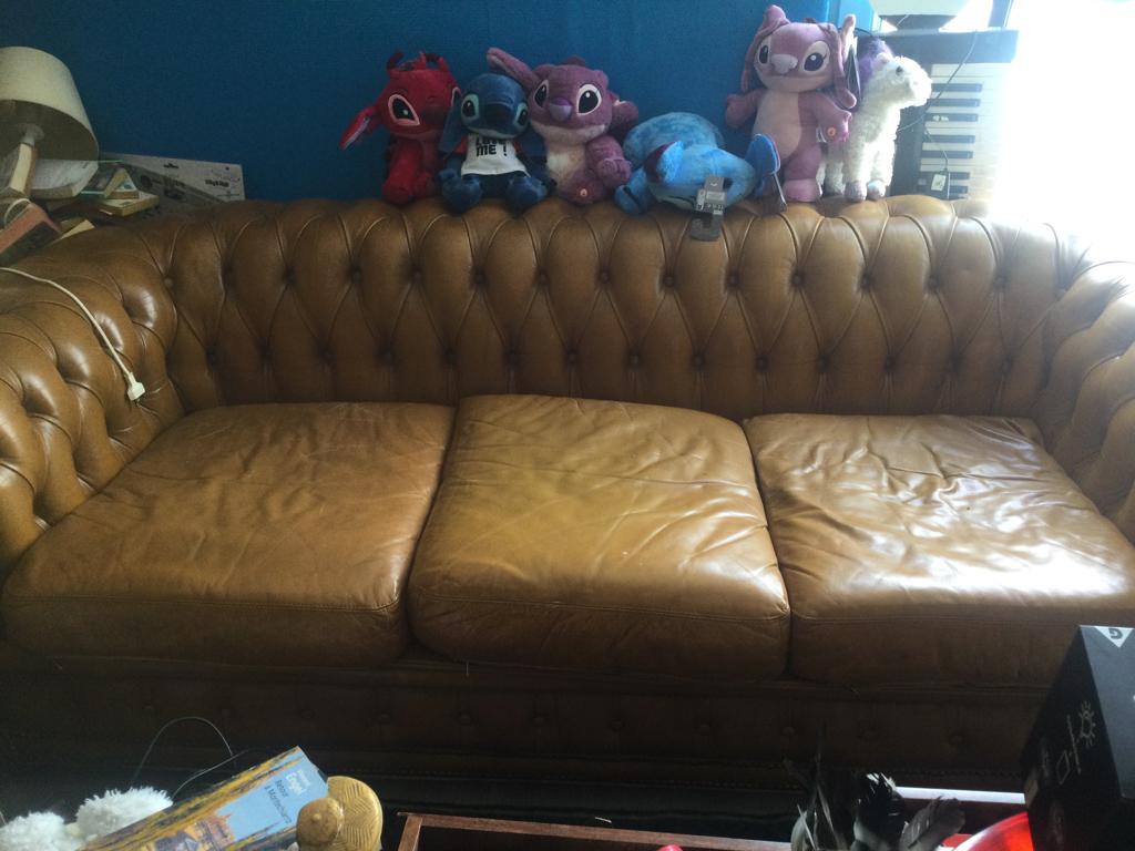 Divan + fauteuil cheesterfield, Autres dimensions, Moins de 75 cm, 200 à 250 cm, Banc droit