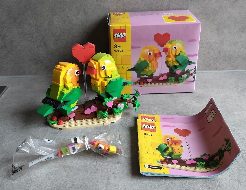 lego 40522 dwergpapegaaien voor valentijnsdag, Enfants & Bébés, Jouets | Duplo & Lego, Comme neuf, Lego, Ensemble complet, Complet