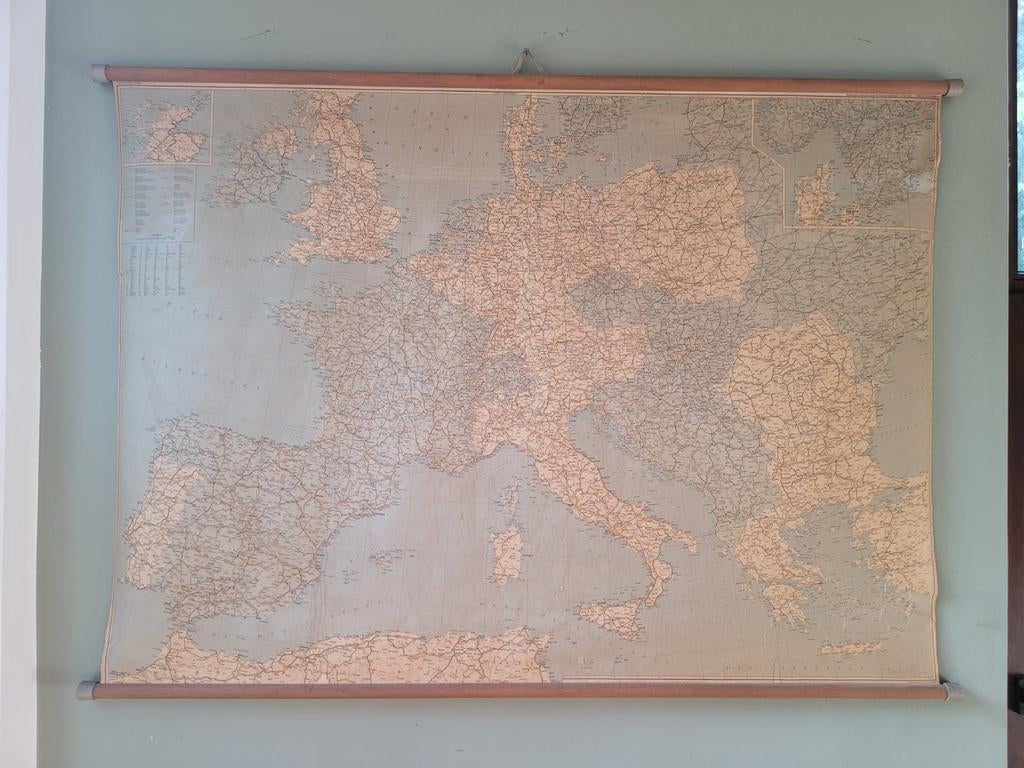 Oude grote didactische kaart van politiek Europa, Antiek en Kunst, Ophalen of Verzenden