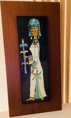 Vintage houten muurplaat met tegels van een farao, Enlèvement ou Envoi