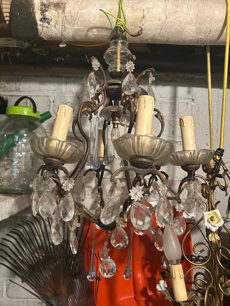 lustre en cristal, bronze, Envoi, Comme neuf