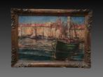 Cairadon, boten in de haven, olieverf op paneel, Ophalen of Verzenden