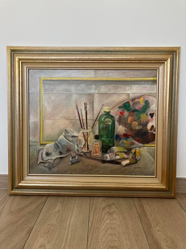 K. Heyninck groot schilderij modern vintage, Antiek en Kunst, Ophalen