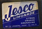 Panneau d'affichage (1953) - JESCO LEMONADES - Brasserie ST-, Collections, Marques & Objets publicitaires, Comme neuf, Enlèvement ou Envoi