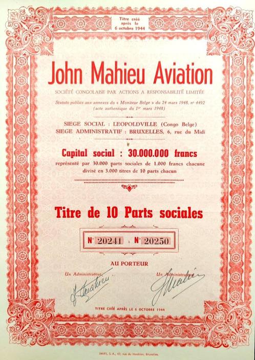 John Mahieu Aviation 1948, Verzamelen, Luchtvaart en Vliegtuigspotten, Ophalen of Verzenden