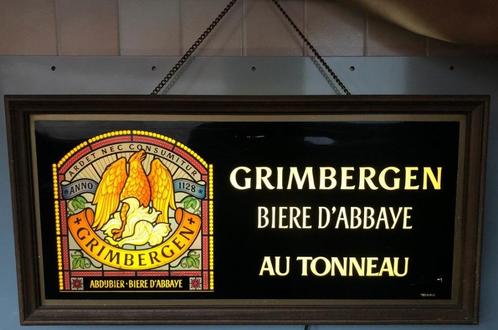 Grimbergen abdijbier bier van het vat lichtbak lichtreclame, Verzamelen, Merken en Reclamevoorwerpen, Gebruikt, Lichtbak of (neon) lamp