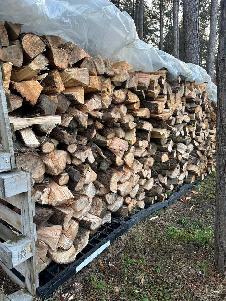 Brandhout gezaagd gekliefd gedroogd zie foto’s, Tuin en Terras, Brandhout, Blokken, 6 m³ of meer, Ophalen