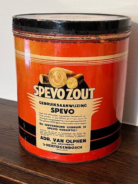 Grande ancienne boîte en tôle de sel Spevo, Antiquités & Art, Curiosités & Brocante, Enlèvement