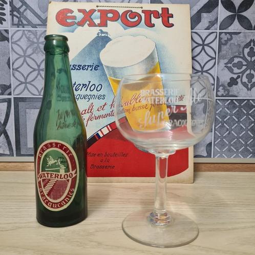 Brasserie Waterloo Bracquegnies - verre- bouteille - affiche, Collections, Marques de bière, Utilisé, Autres types, Autres marques