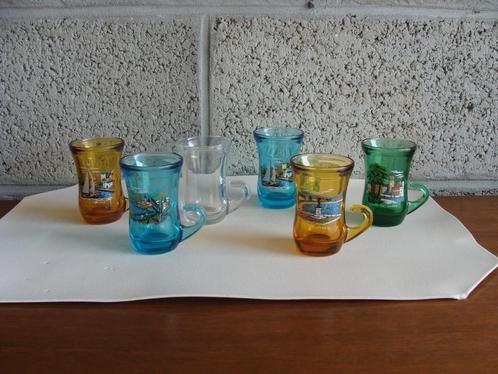 lot 6 verres anciens avec ance, motif ville Italie, Huis en Inrichting, Keuken | Servies, Glas of Glazen, Overige stijlen, Glas