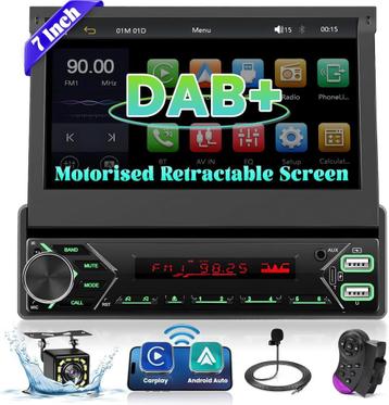 NIEUW Dab/Dab+ 1 DIN autoradio met elektrisch pop-upscherm beschikbaar voor biedingen