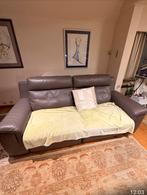 Lederen zetels elektrische uitschuifbaar 1  en 2 zit bruin, Huis en Inrichting, Fauteuils, Ophalen, Zo goed als nieuw, Modern