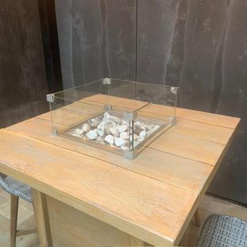 Table de cheminée en chêne avec barbecue et 4 tabourets, Enlèvement, Utilisé