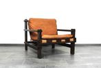 Fauteuil vintage en cuir cognac de Carl Straub, Maison & Meubles, Fauteuils, 75 à 100 cm, Enlèvement ou Envoi, Cuir, Utilisé