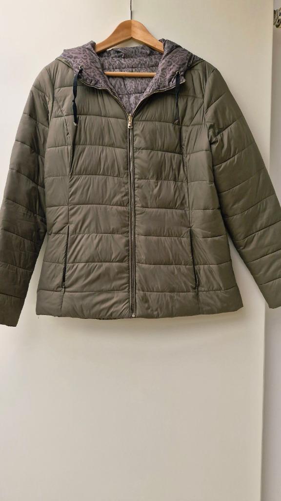 Dubbelzijdige warme doorstikte jas, mt 42, Kleding | Dames, Jassen | Winter, Zo goed als nieuw, Maat 42/44 (L), Bruin, Ophalen of Verzenden