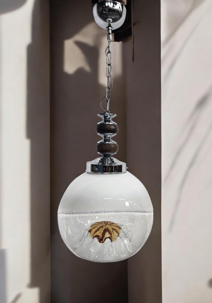 Vintage glazen bollamp / hanglamp Carlo Nason voor Mazzega, Antiek en Kunst, Curiosa en Brocante, Ophalen of Verzenden