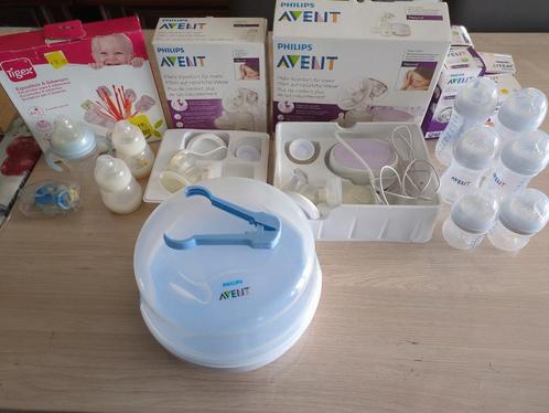 Set flessen, borstkolf en toebehoren., Kinderen en Baby's, Babyvoeding en Toebehoren, Gebruikt, Borstkolf, Ophalen